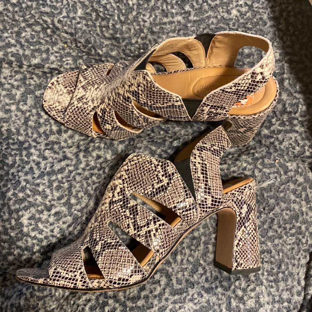 EUC Snake Print Open Toe Heels